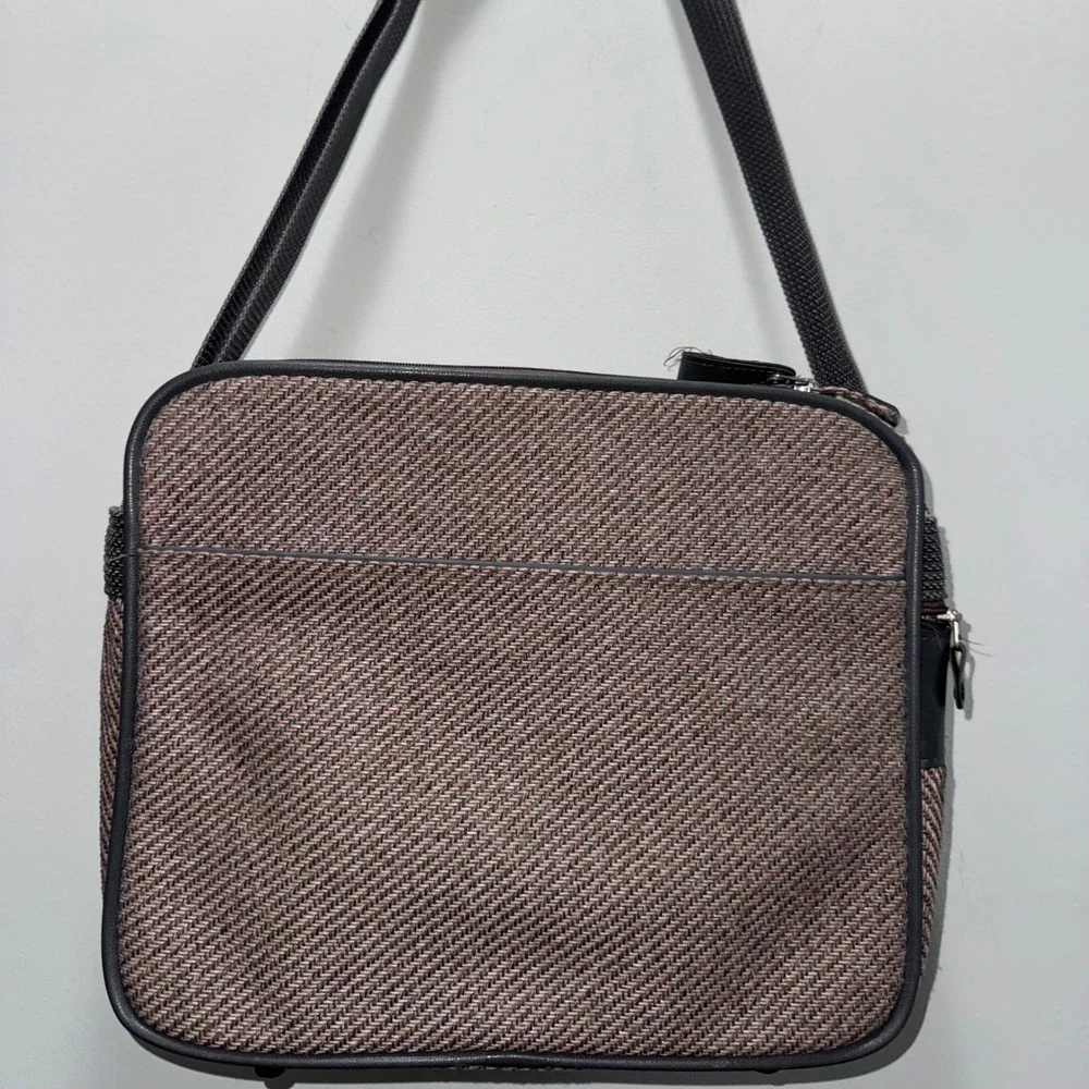 Vintage Samsonite Silhouette Tweed Carry On Bag Brown Travel Shoulder Flight Bag